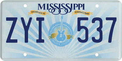 MS license plate ZYI537
