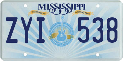 MS license plate ZYI538