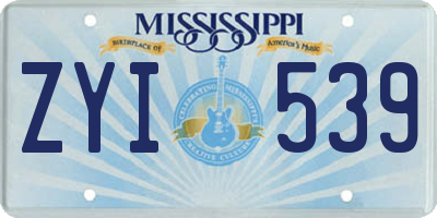 MS license plate ZYI539