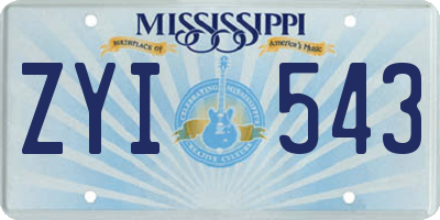 MS license plate ZYI543