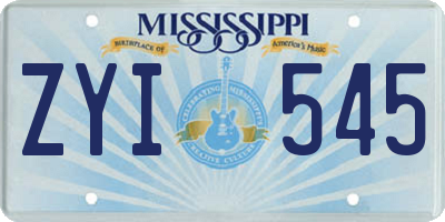 MS license plate ZYI545