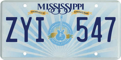 MS license plate ZYI547