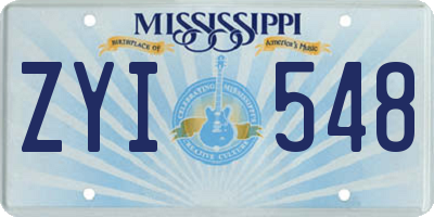 MS license plate ZYI548