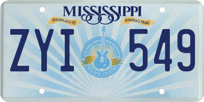 MS license plate ZYI549