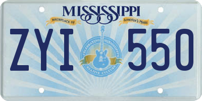 MS license plate ZYI550