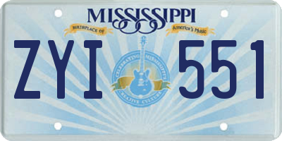 MS license plate ZYI551