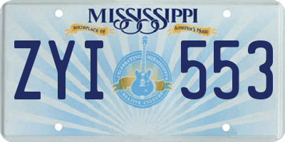 MS license plate ZYI553