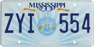 MS license plate ZYI554