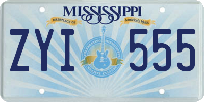MS license plate ZYI555
