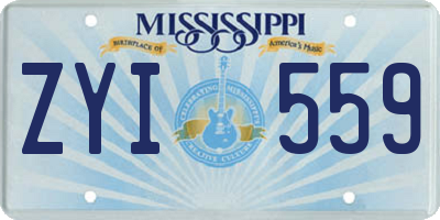 MS license plate ZYI559