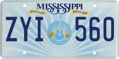 MS license plate ZYI560