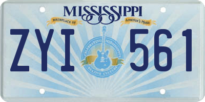 MS license plate ZYI561