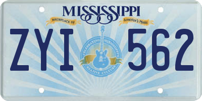 MS license plate ZYI562