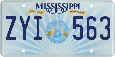 MS license plate ZYI563