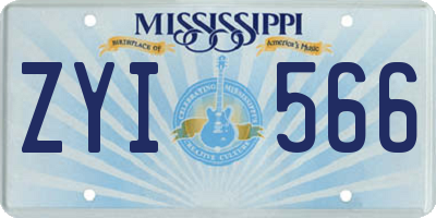 MS license plate ZYI566