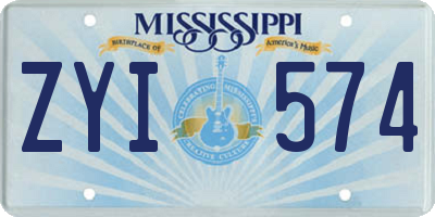 MS license plate ZYI574