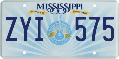 MS license plate ZYI575