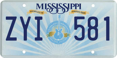 MS license plate ZYI581