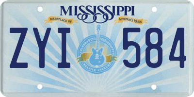 MS license plate ZYI584