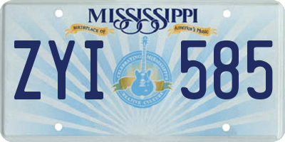 MS license plate ZYI585