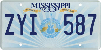 MS license plate ZYI587