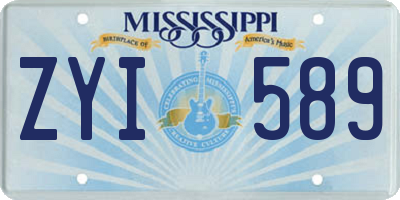 MS license plate ZYI589