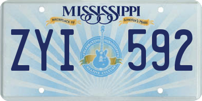 MS license plate ZYI592