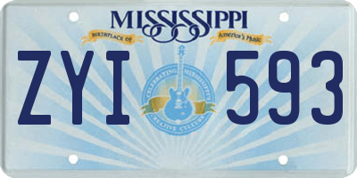 MS license plate ZYI593