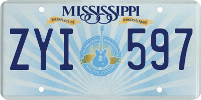 MS license plate ZYI597