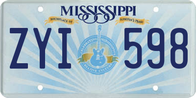 MS license plate ZYI598