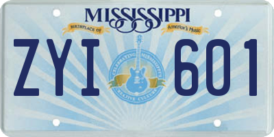 MS license plate ZYI601