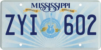 MS license plate ZYI602