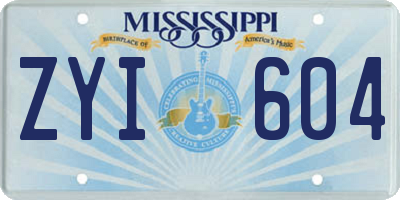 MS license plate ZYI604