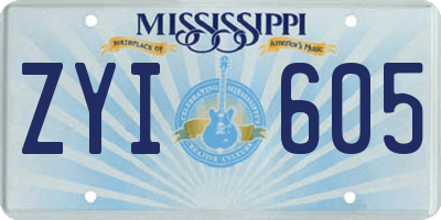 MS license plate ZYI605