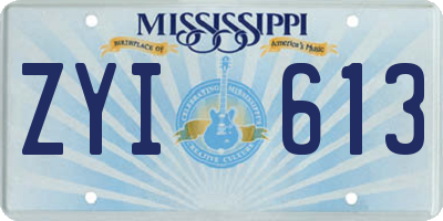 MS license plate ZYI613