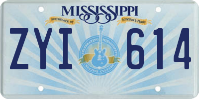 MS license plate ZYI614