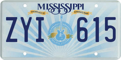 MS license plate ZYI615