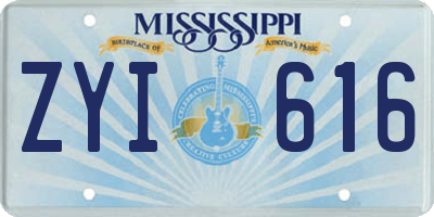 MS license plate ZYI616