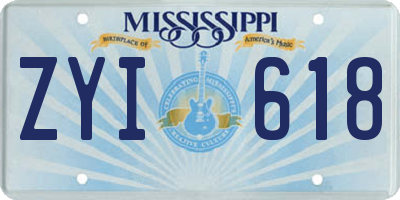 MS license plate ZYI618