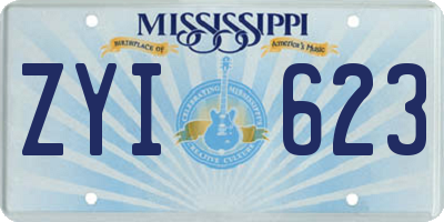 MS license plate ZYI623