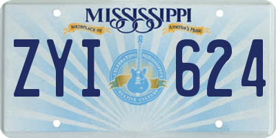 MS license plate ZYI624