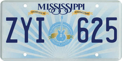 MS license plate ZYI625