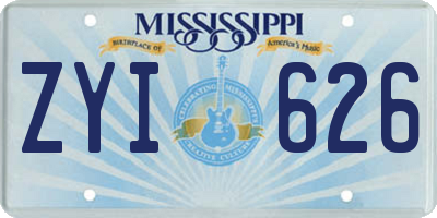 MS license plate ZYI626