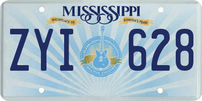 MS license plate ZYI628