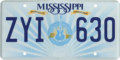 MS license plate ZYI630