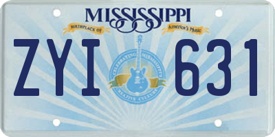 MS license plate ZYI631