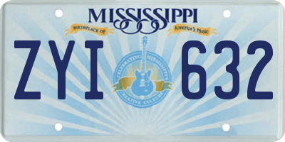 MS license plate ZYI632