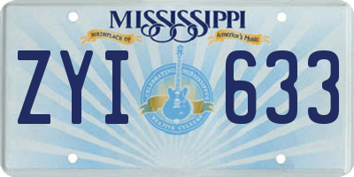 MS license plate ZYI633