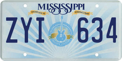 MS license plate ZYI634
