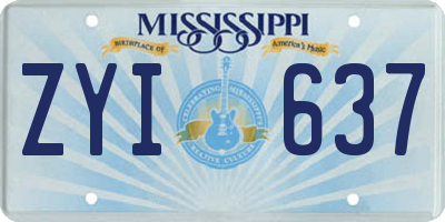 MS license plate ZYI637